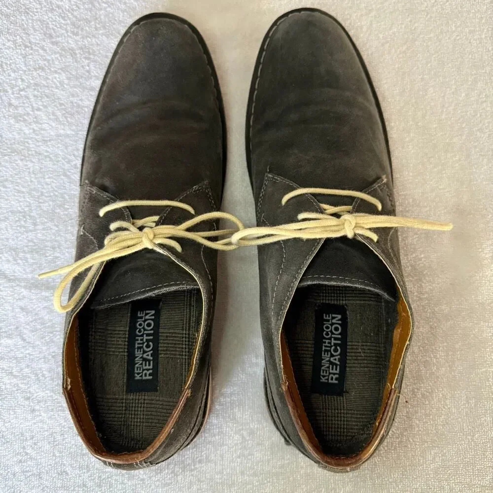 Kenneth Cole Reaction Men’s Gray Suede Desert Boots | Lace Up Chukka | Size 12